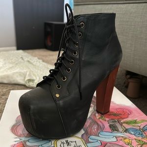 Jeffrey Campbell Black Calf Lots Platform Heels 7 in original box